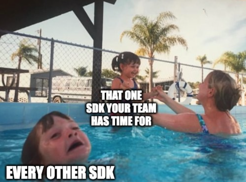 One SDK is being held above water, the others are struggling