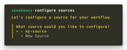 Speakeasy Configure Sources